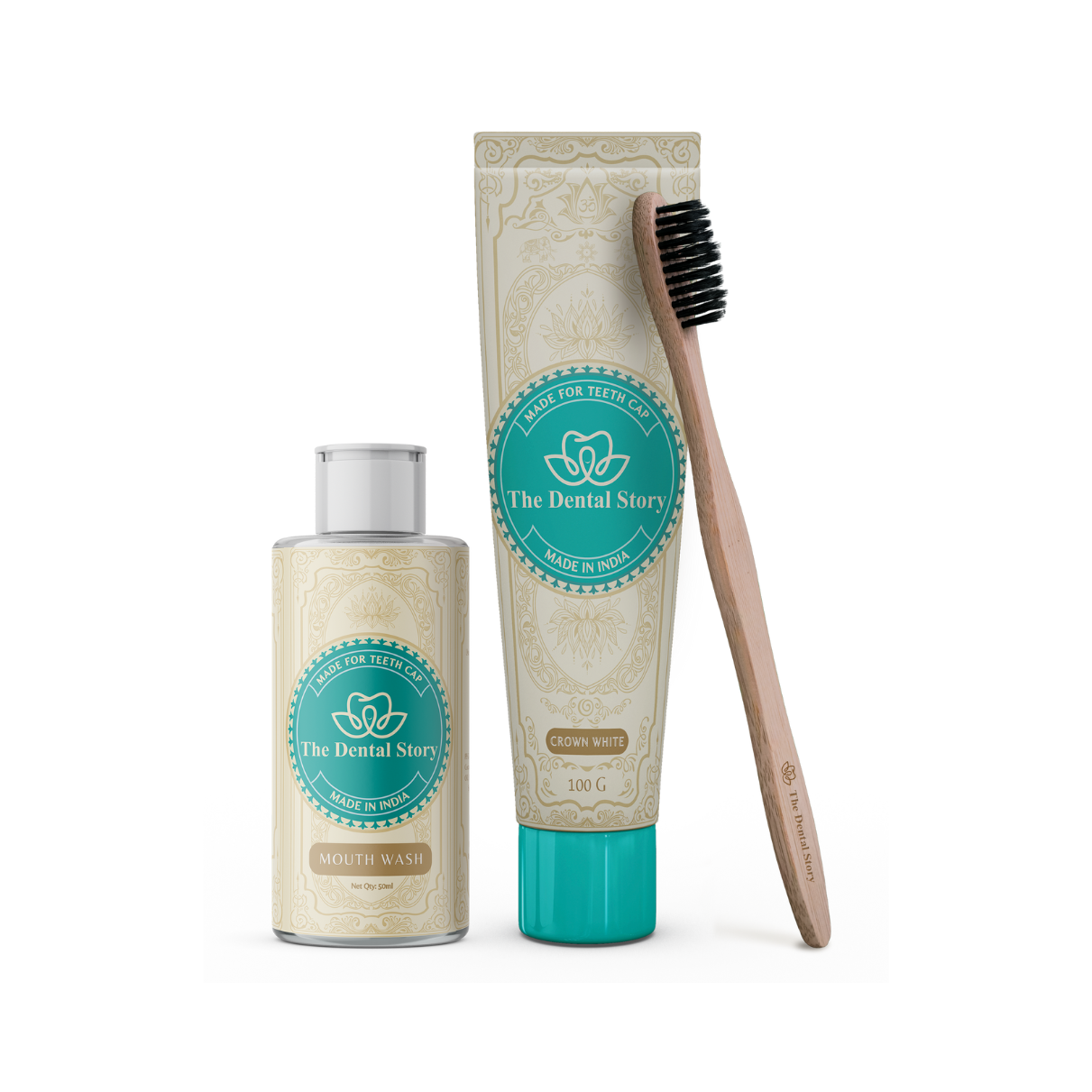 Toothpaste and brush and mouthwash